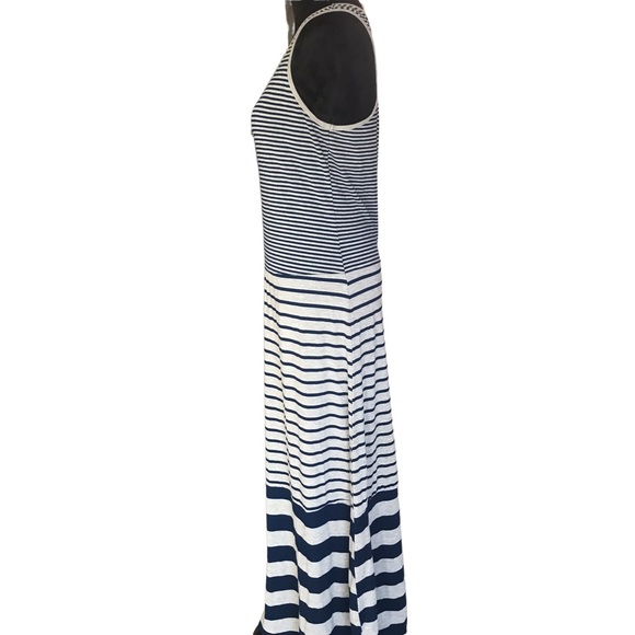 Seven7 Navy Blue and Gray Sleeveless and Striped Maxi Dress - Picture 2 of 10